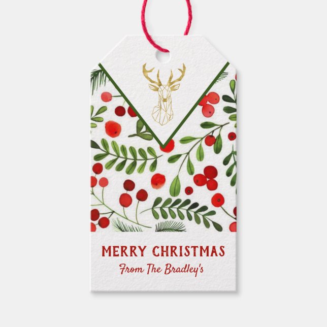 Geometric Reindeer Christmas Gift Tag (Front)