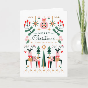 Geometric Reindeer Christmas Holiday Card