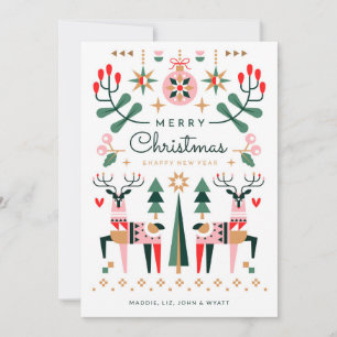Geometric Reindeer Christmas Holiday Card