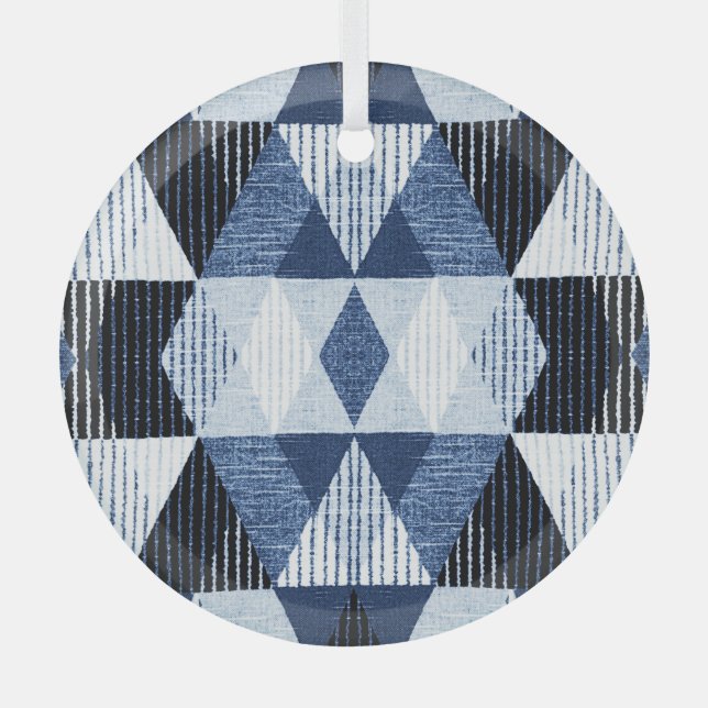 Geometric Repeat: Textured Background. Glass Tree Decoration (Front)