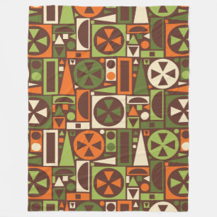 Geometric Retro 50s Mid-Century Modern Abstract Fleece Blanket