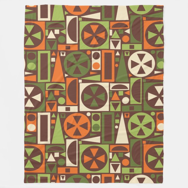 Geometric Retro 50s Mid-Century Modern Abstract Fleece Blanket (Front)