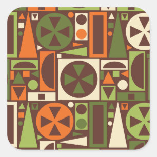 Geometric Retro 50s Mid-Century Modern Abstract Square Sticker