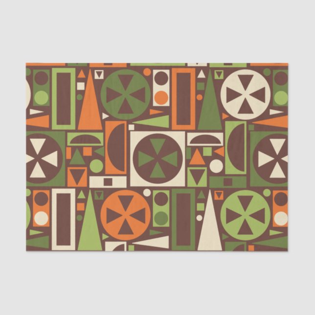 Geometric Retro 50s Mid-Century Modern Abstract Tissue Paper (Front)