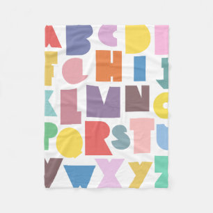 Geometric Retro Alphabet Fleece Blanket