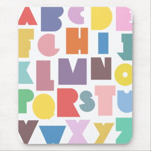 Geometric Retro Alphabet Mouse Mat