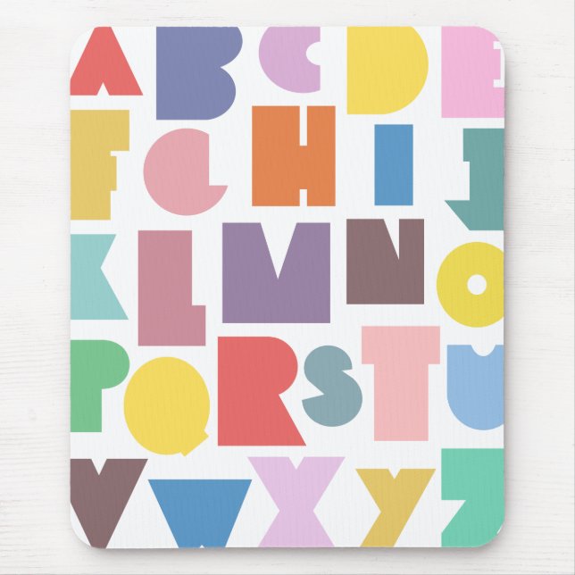 Geometric Retro Alphabet Mouse Mat (Front)