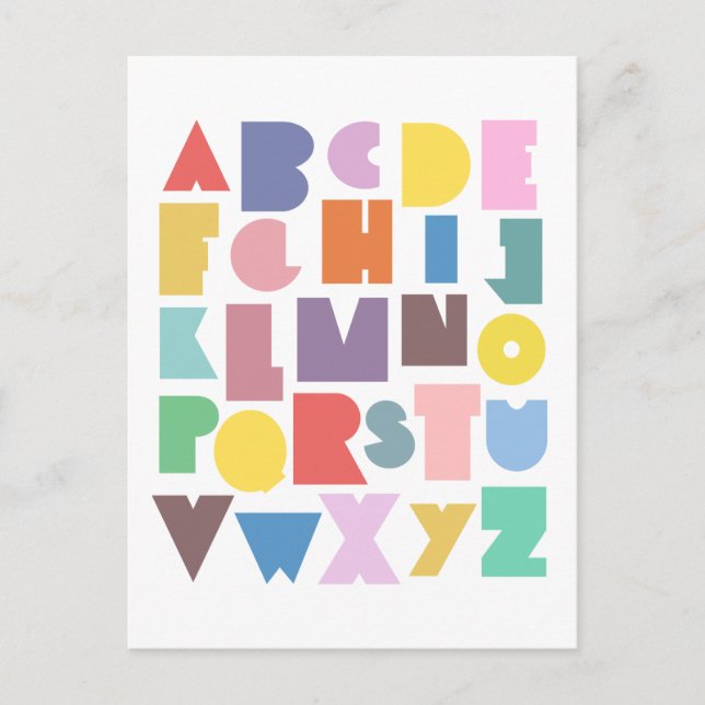 Geometric Retro Alphabet Postcard (Front)