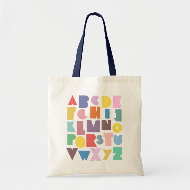 Geometric Retro Alphabet Tote Bag (Front)