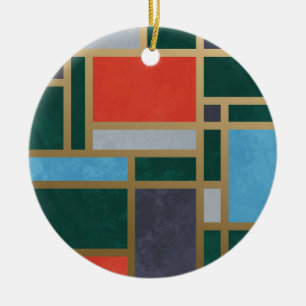 Geometric Retro Art Deco Style Mondrian Ceramic Tree Decoration