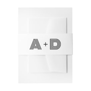 Geometric Retro Art Deco Wedding Monogram Invitation Belly Band