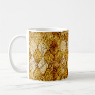 geometric retro background in golden colours coffee mug