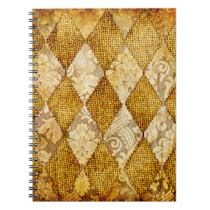 geometric retro background in golden colours notebook