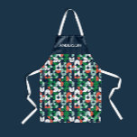 geometric retro blue red green modern Christmas Apron<br><div class="desc">geometric retro blue red green modern Christmas gift baking apron design</div>