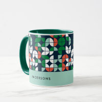 geometric retro blue red green modern Christmas