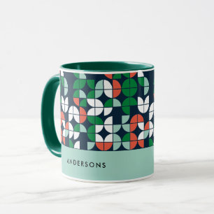 geometric retro blue red green modern Christmas Mug