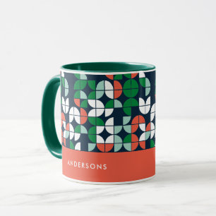 geometric retro blue red green modern Christmas Mug
