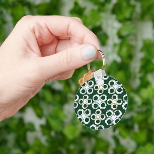 Geometric Retro Circles Pattern Key Ring