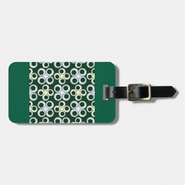 Geometric Retro Circles Pattern Luggage Tag (Front Horizontal)