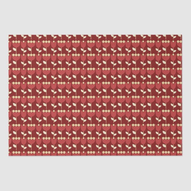 Geometric Retro Flower Bauhaus Maroon Birthday  Tissue Paper (Front)