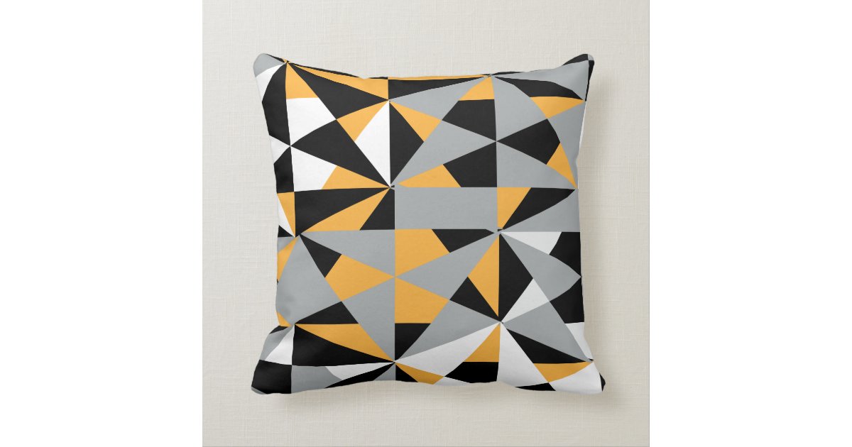 Geometric Retro Funky Mustard Yellow Black White Cushion | Zazzle.co.uk