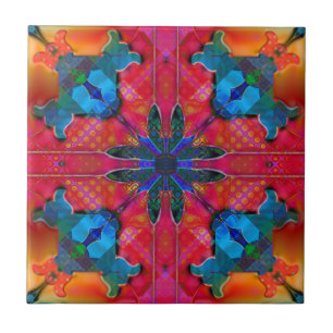 Geometric Retro Hippie Fantasy Tile