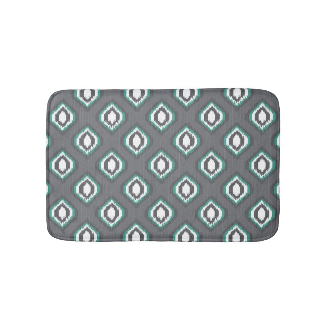 Geometric retro ikat tribal pattern bath mat (Front)