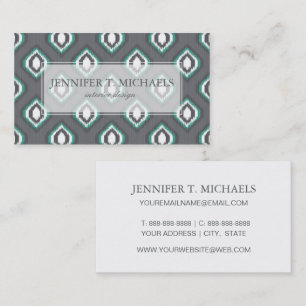 Geometric retro ikat tribal pattern business card