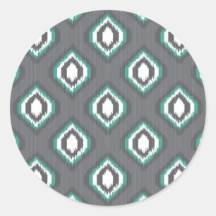 Geometric retro ikat tribal pattern classic round sticker
