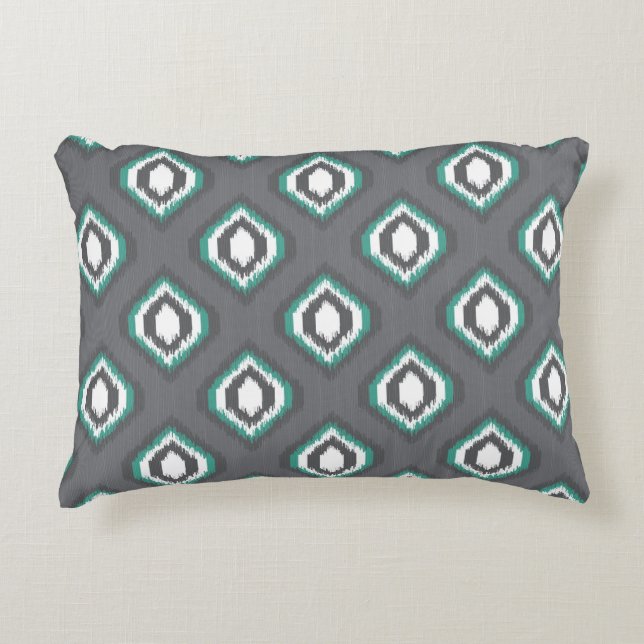 Geometric retro ikat tribal pattern decorative cushion (Front)
