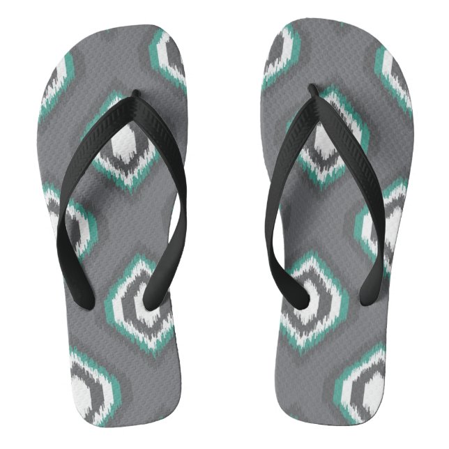 Geometric retro ikat tribal pattern flip flops (Footbed)
