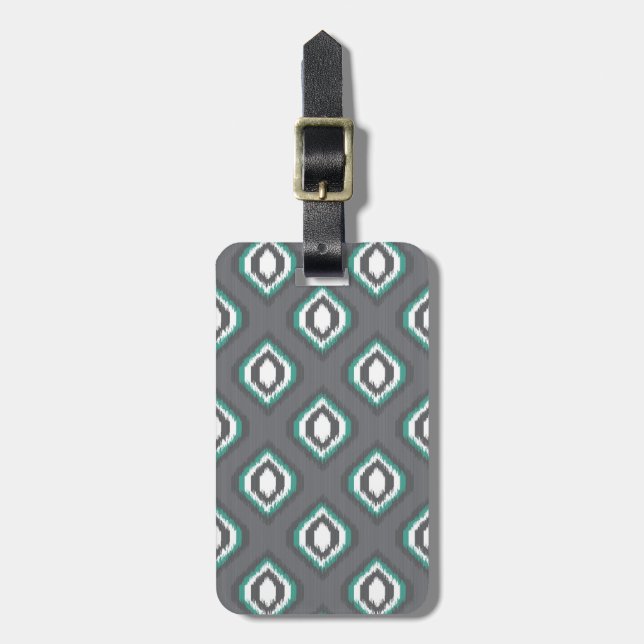Geometric retro ikat tribal pattern luggage tag (Front Vertical)