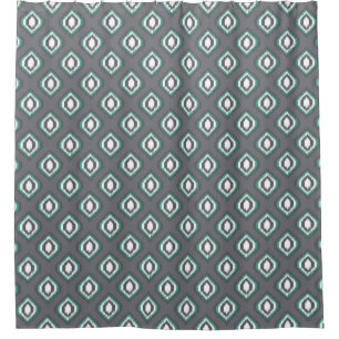 Geometric retro ikat tribal pattern shower curtain