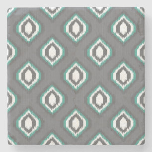 Geometric retro ikat tribal pattern stone coaster