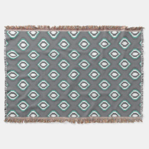 Geometric retro ikat tribal pattern throw blanket