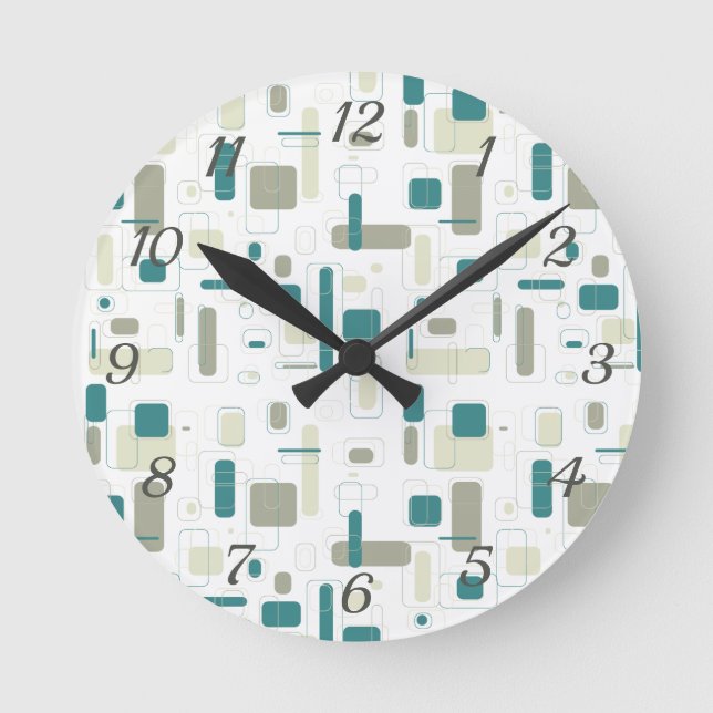 Geometric Retro Midcentury Modern  Round Clock (Front)