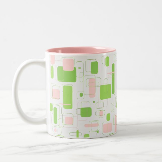 Geometric Retro Midcentury Modern Two-Tone Coffee Mug (Left)