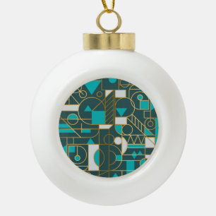 Geometric Retro: Minimalist Artwork Poster. Ceramic Ball Christmas Ornament