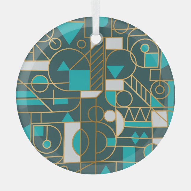 Geometric Retro: Minimalist Artwork Poster. Glass Tree Decoration (Front)