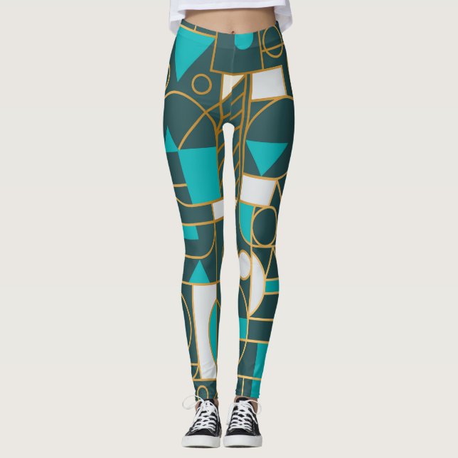 Geometric Retro: Minimalist Artwork Poster. Leggings (Front)