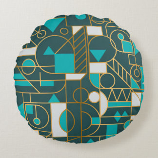 Geometric Retro: Minimalist Artwork Poster. Round Cushion