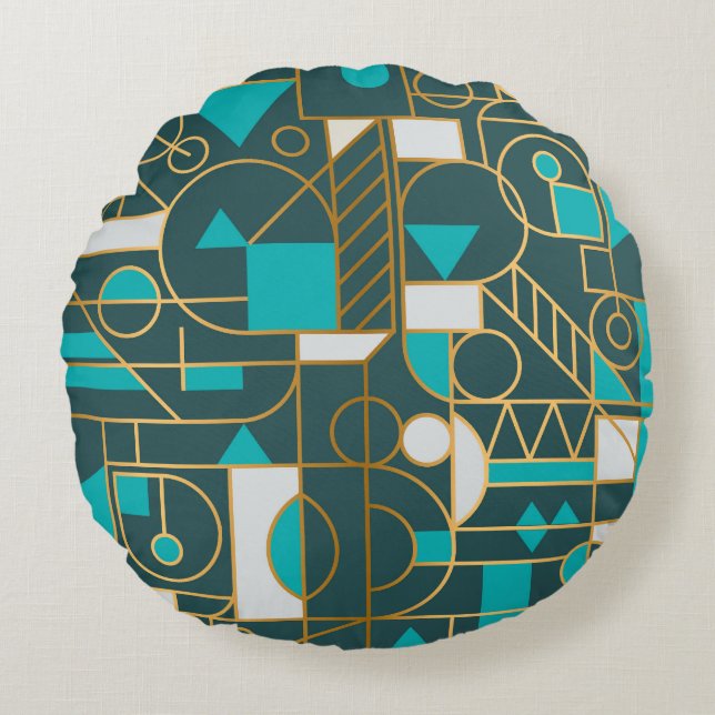 Geometric Retro: Minimalist Artwork Poster. Round Cushion (Front)