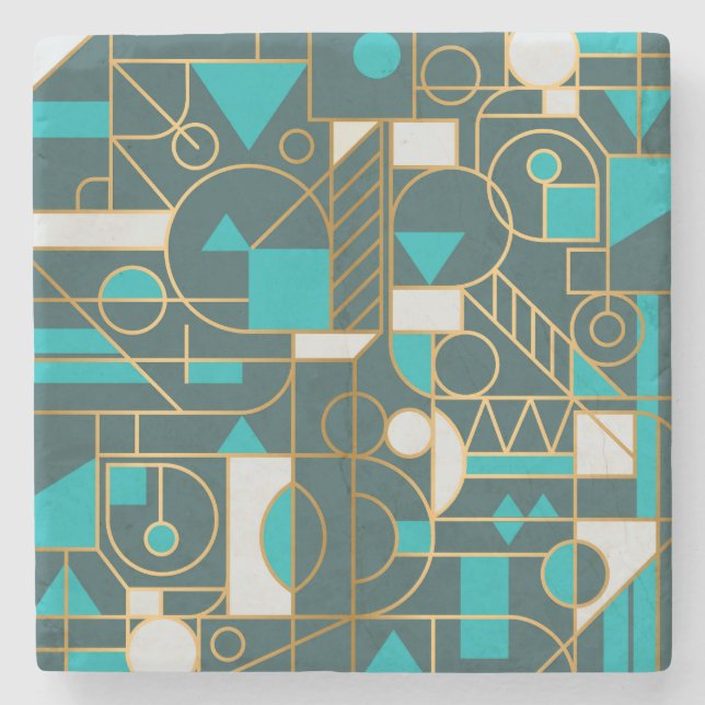 Geometric Retro: Minimalist Artwork Poster. Stone Coaster (Front)