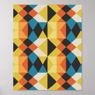 Geometric Retro Mosaic Pattern Poster