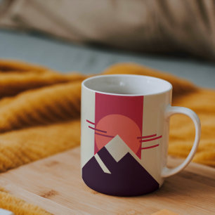 Geometric Retro Mountain Sunrise Initials Coffee Coffee Mug