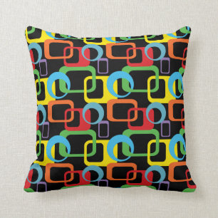 Geometric Retro Multicolored Pattern Cushion