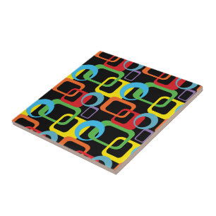 Geometric Retro Multicolored Pattern Tile
