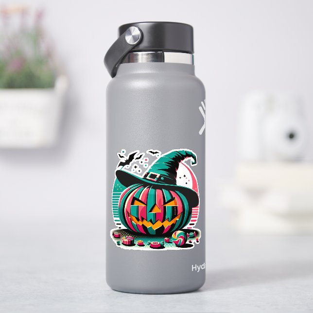 Geometric Retro Pumpkin with Witch Hat (HydroFlask)