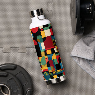 Geometric Retro Shapes - Personalised Name Water Bottle