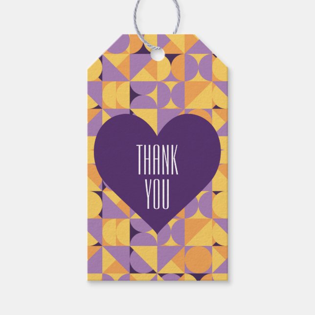 Geometric Retro Vibes Autumn wedding Gift Tag (Front)